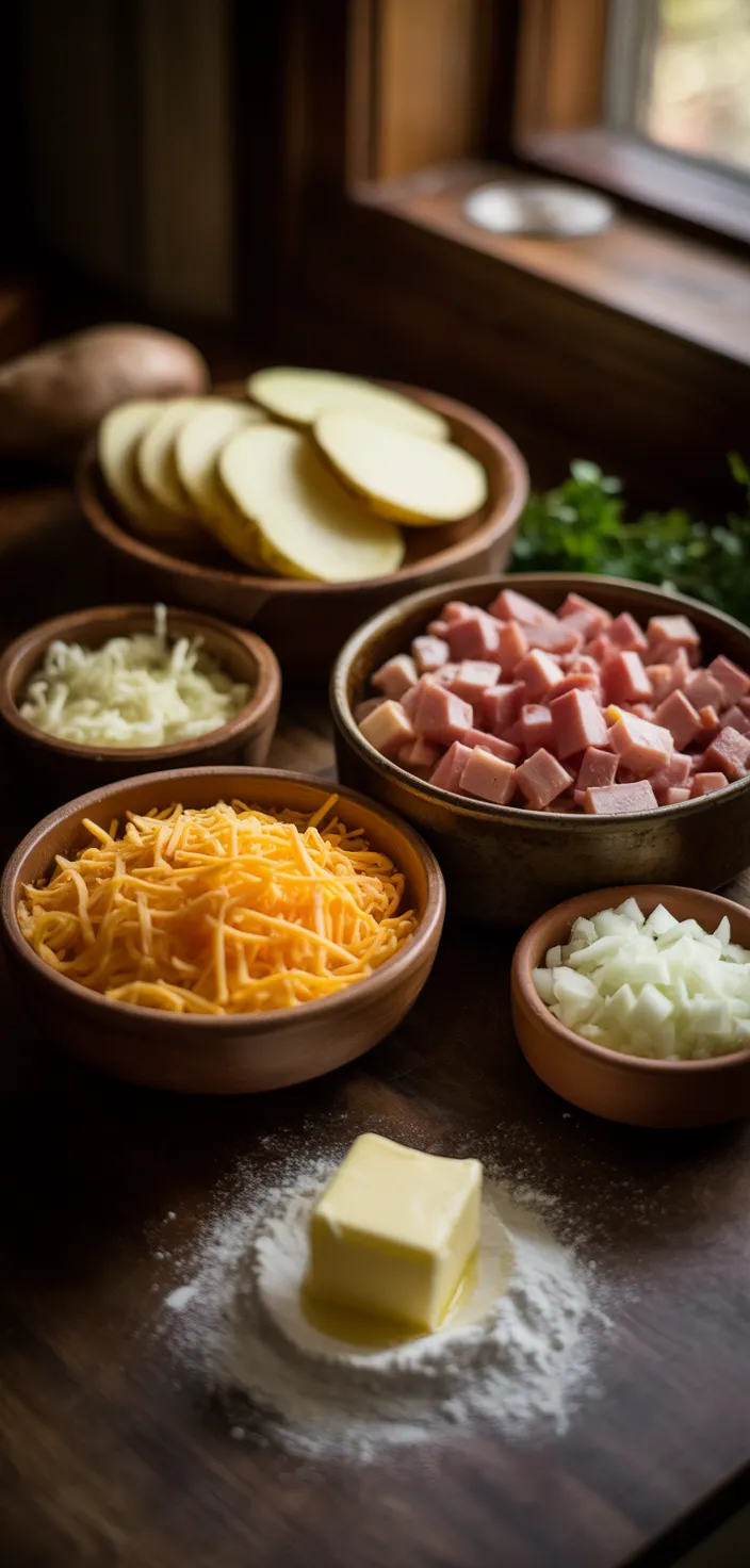 Ingredients photo for Easy Scalloped Potatoes And Ham Recipe