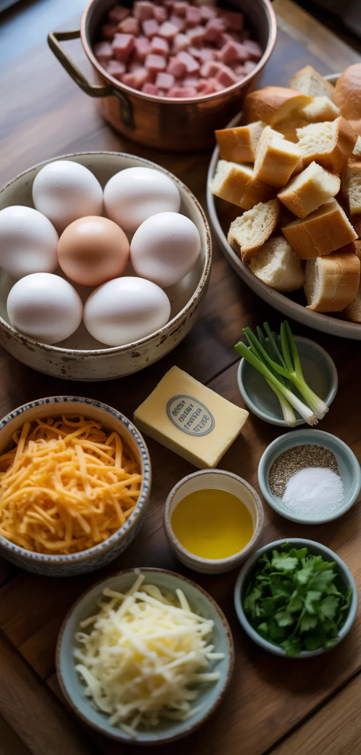 Ingredients photo for Ham And Cheese Breakfast Casserole Recipe