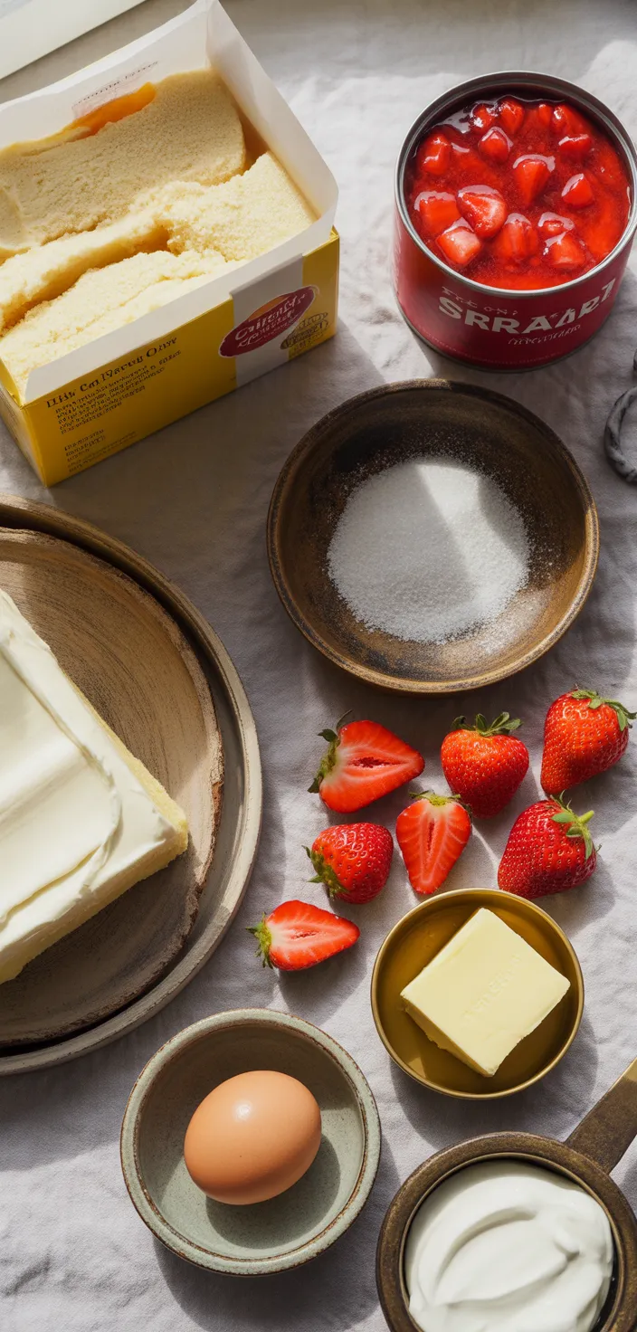 Ingredients photo for Quick And Delicious Strawberry Cheesecake Dump Cake Recipe