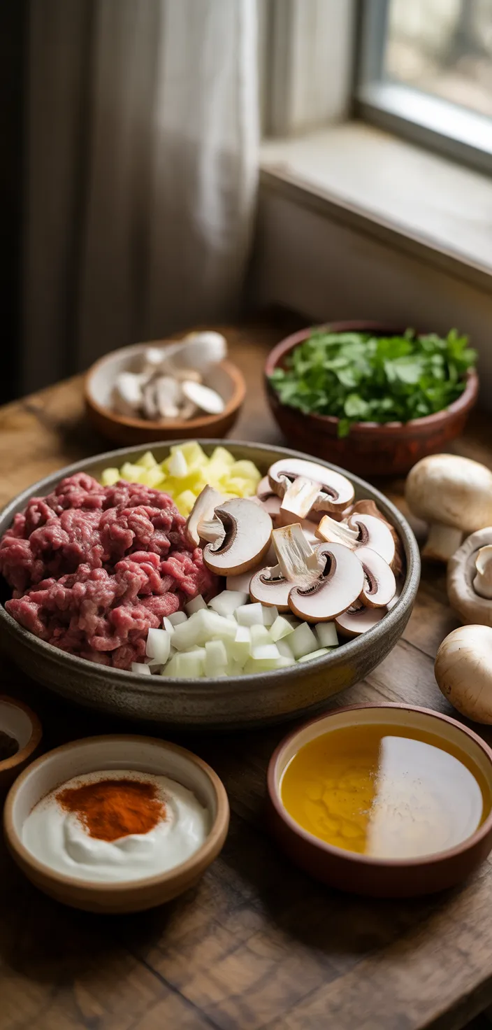Ingredients photo for Best Ground Beef Stroganoff Recipe
