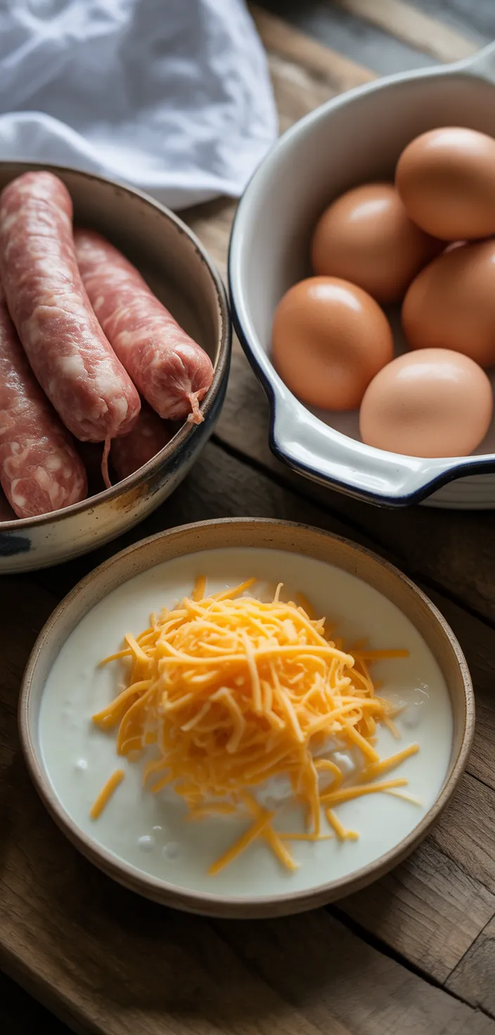 Ingredients photo for Cheesy Sausage Breakfast Casserole Recipe