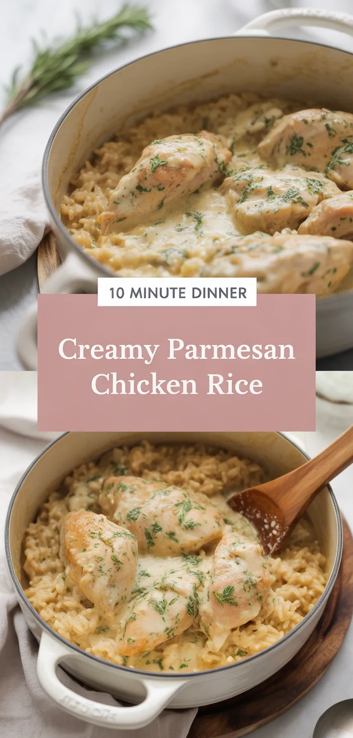 A photo of Creamy Parmesan One Pot Chicken And Rice Recipe
