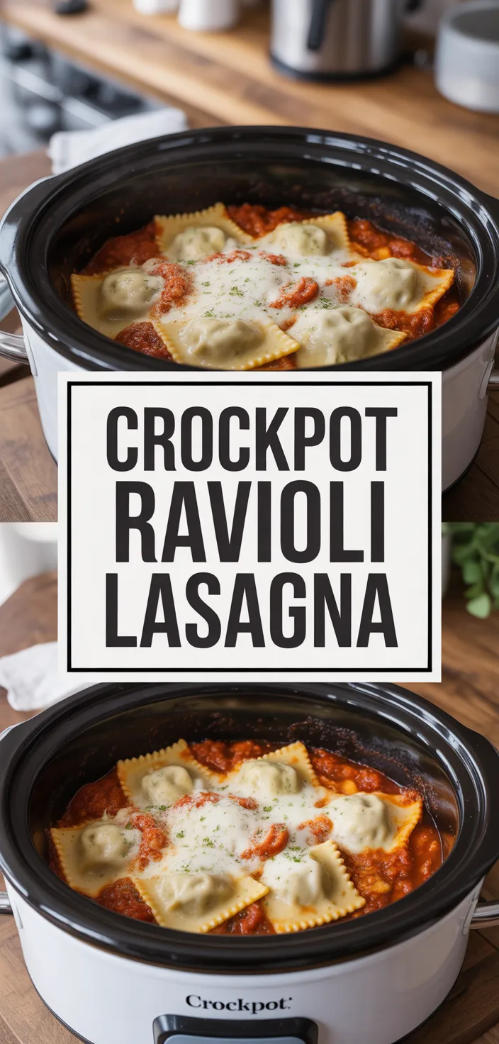 A photo of Crockpot Ravioli Lasagna – The Easiest Cheesy Comfort Food!  Recipe
