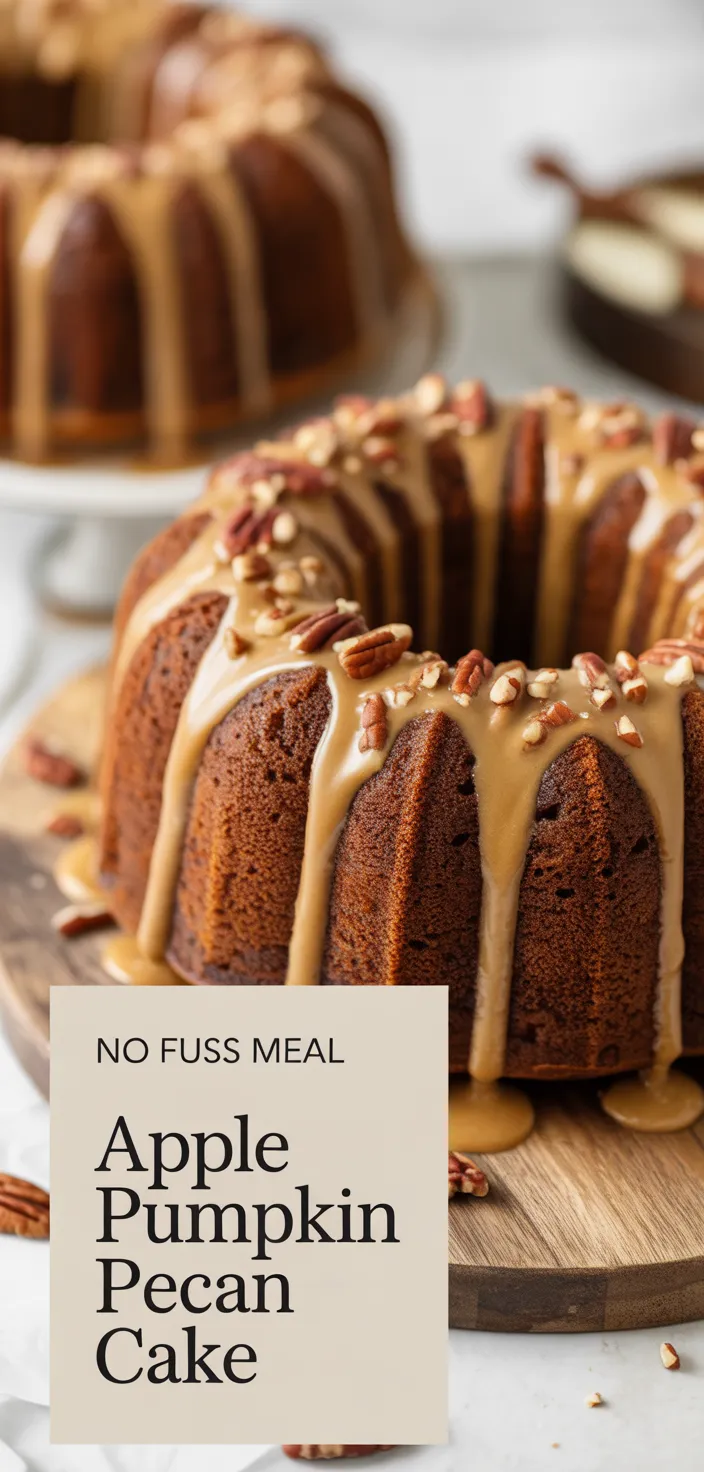 A photo of Thanksgiving Cake: Apple Pumpkin Pecan Bundt Cake Recipe