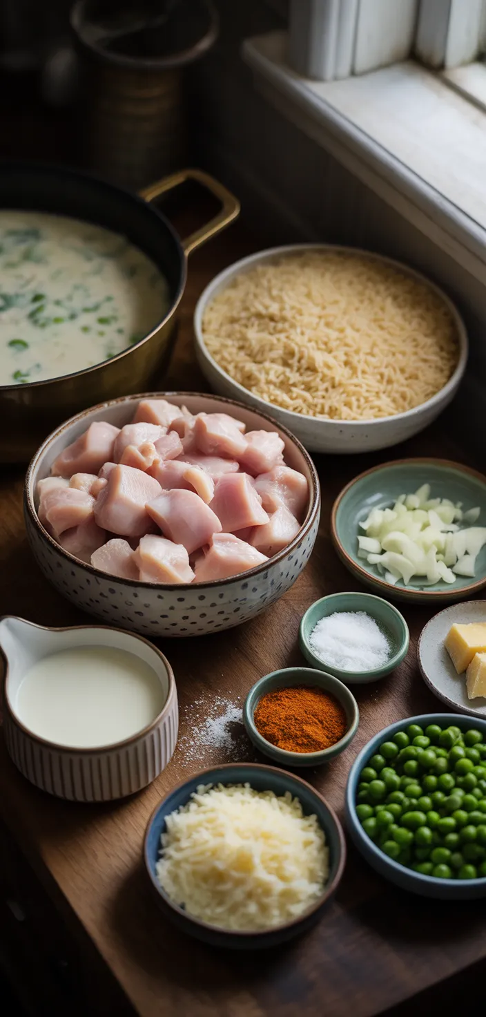 Ingredients photo for Creamy Parmesan One Pot Chicken And Rice Recipe
