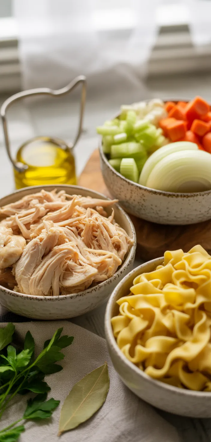 Ingredients photo for Easy Rotisserie Chicken Noodle Soup Recipe