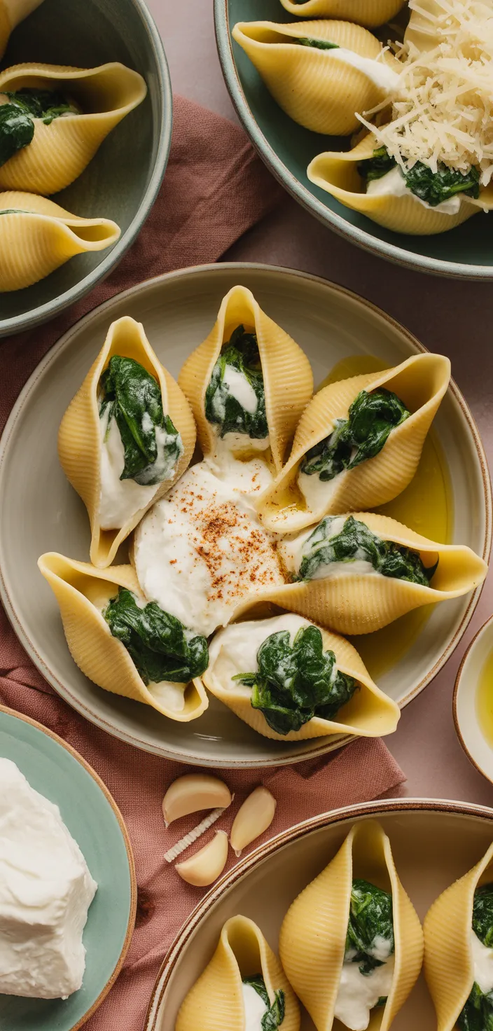 Ingredients photo for Ricotta Stuffed Shells With Spinach Recipe