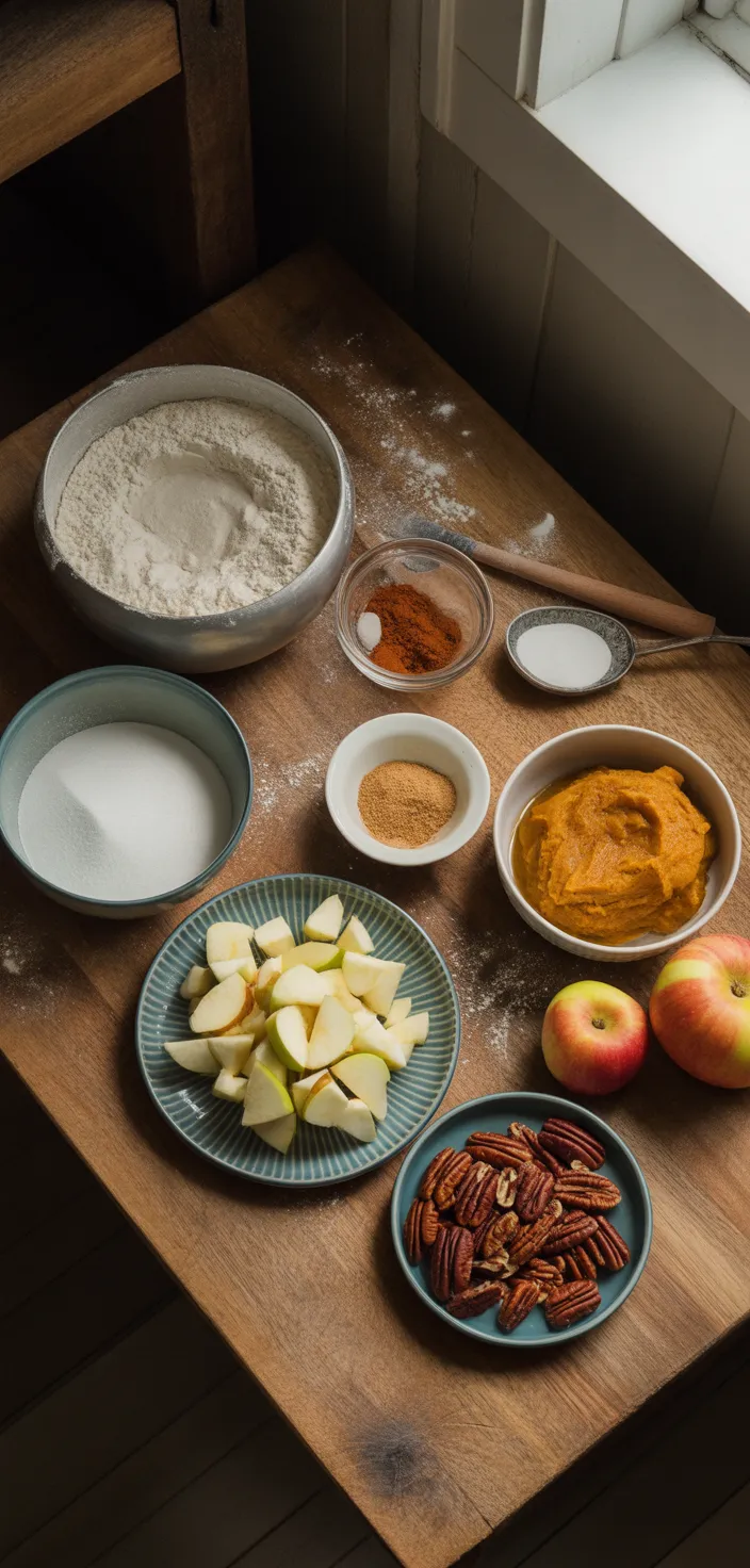 Ingredients photo for Thanksgiving Cake: Apple Pumpkin Pecan Bundt Cake Recipe