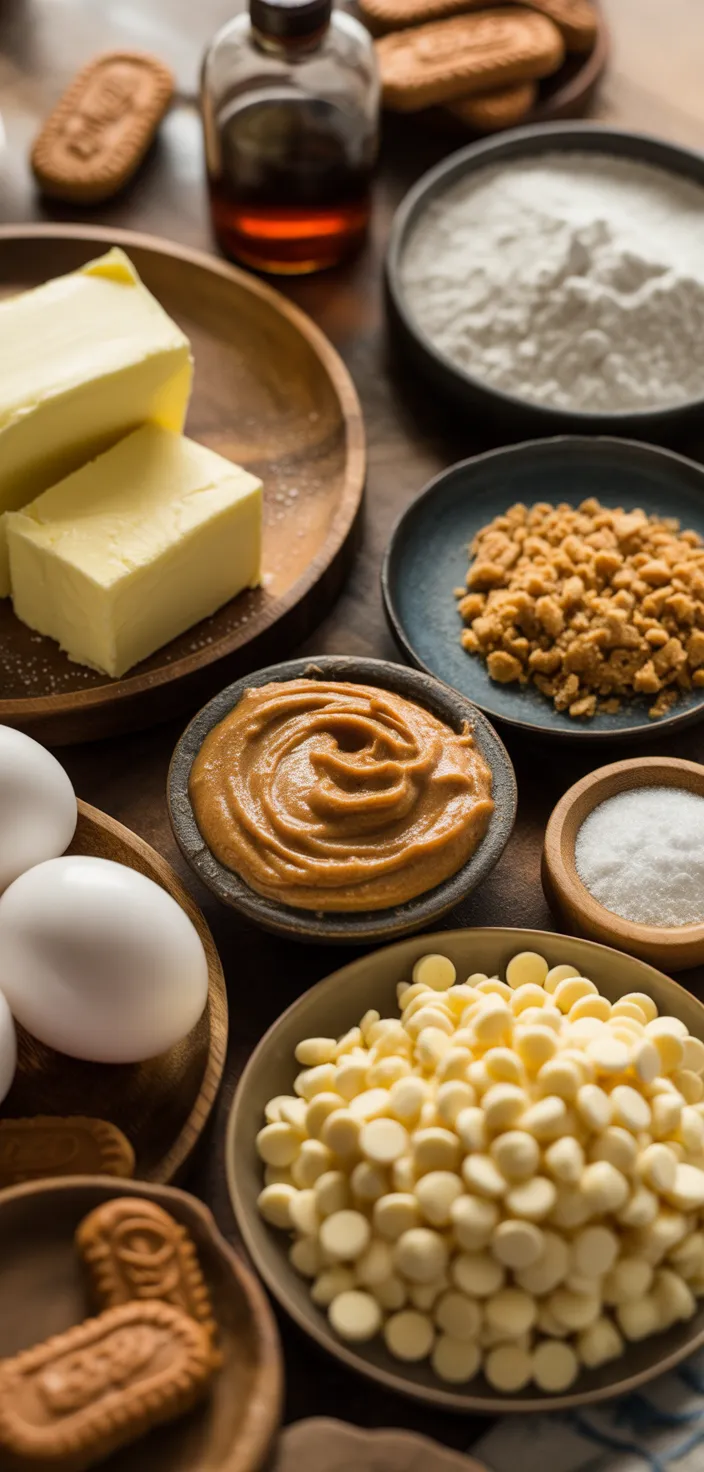 Ingredients photo for Biscoff Cookie Butter White Chocolate Chip Cookies Recipe