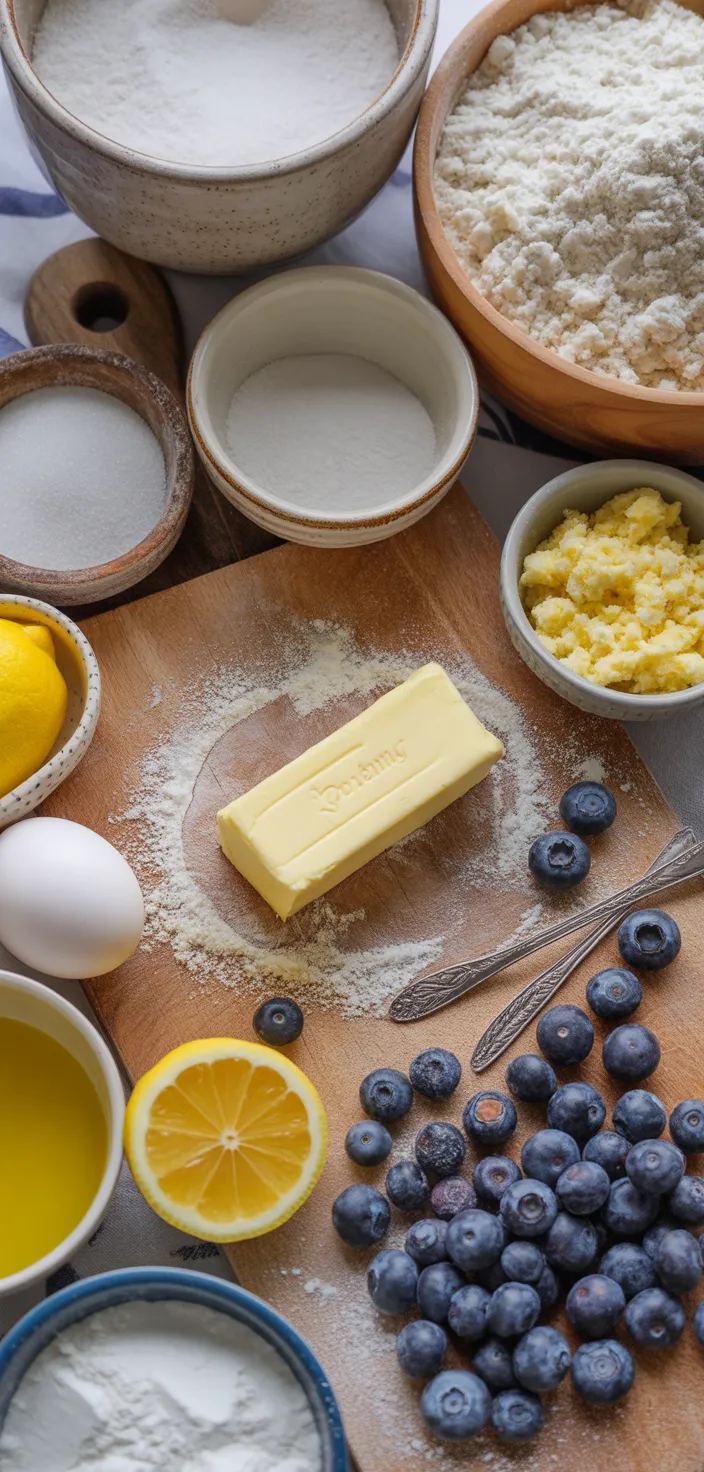 Ingredients photo for Blueberry Lemon Crumb Bars Recipe