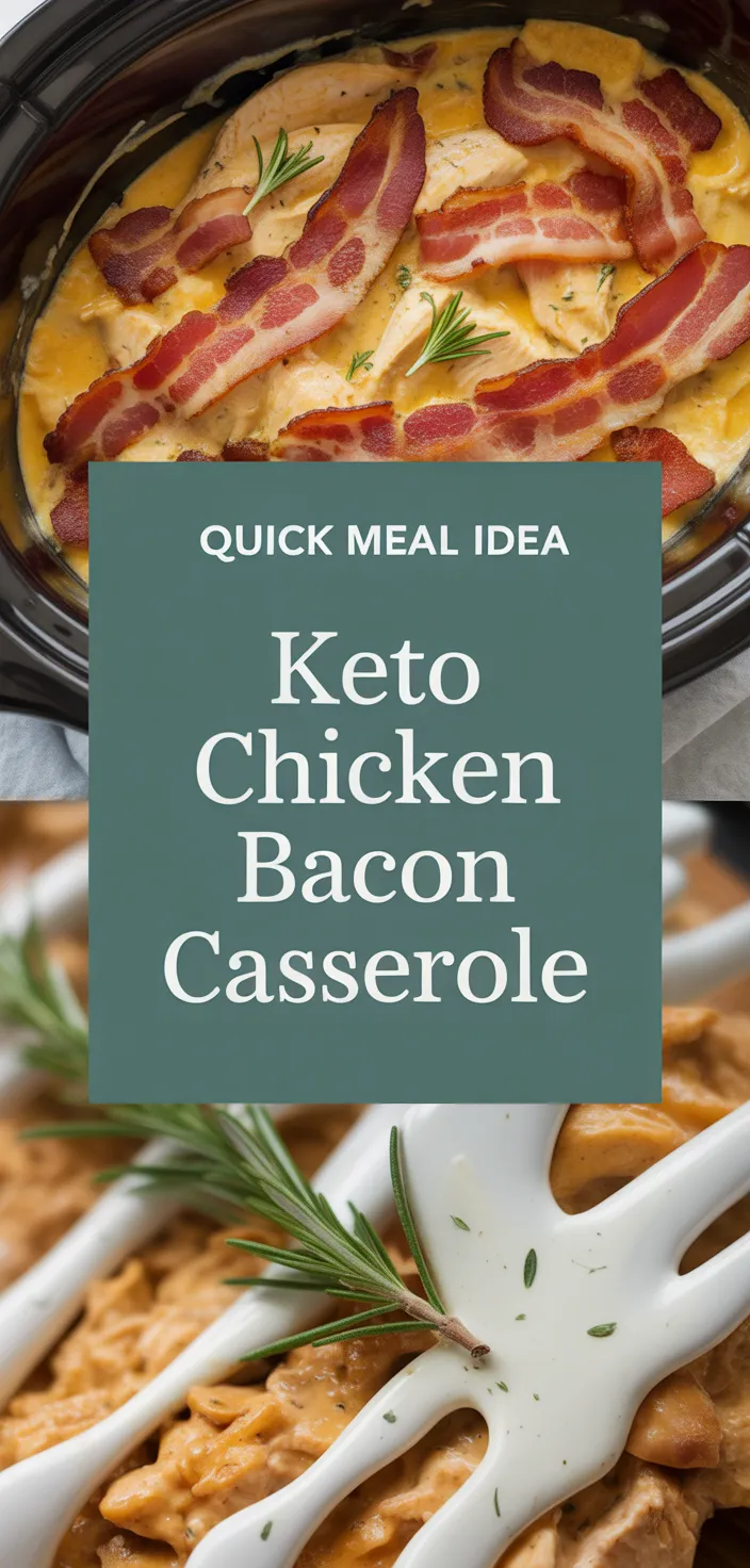 A photo of Easy Keto Chicken Bacon Ranch Casserole Recipe In The Slow Cooker