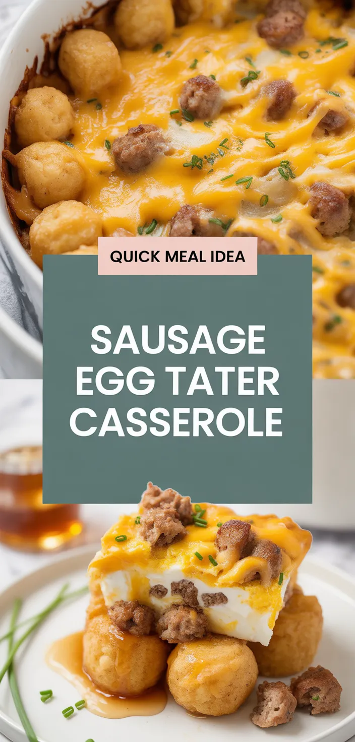 A photo of Sausage, Egg And Cheese Tater Tot Casserole Recipe
