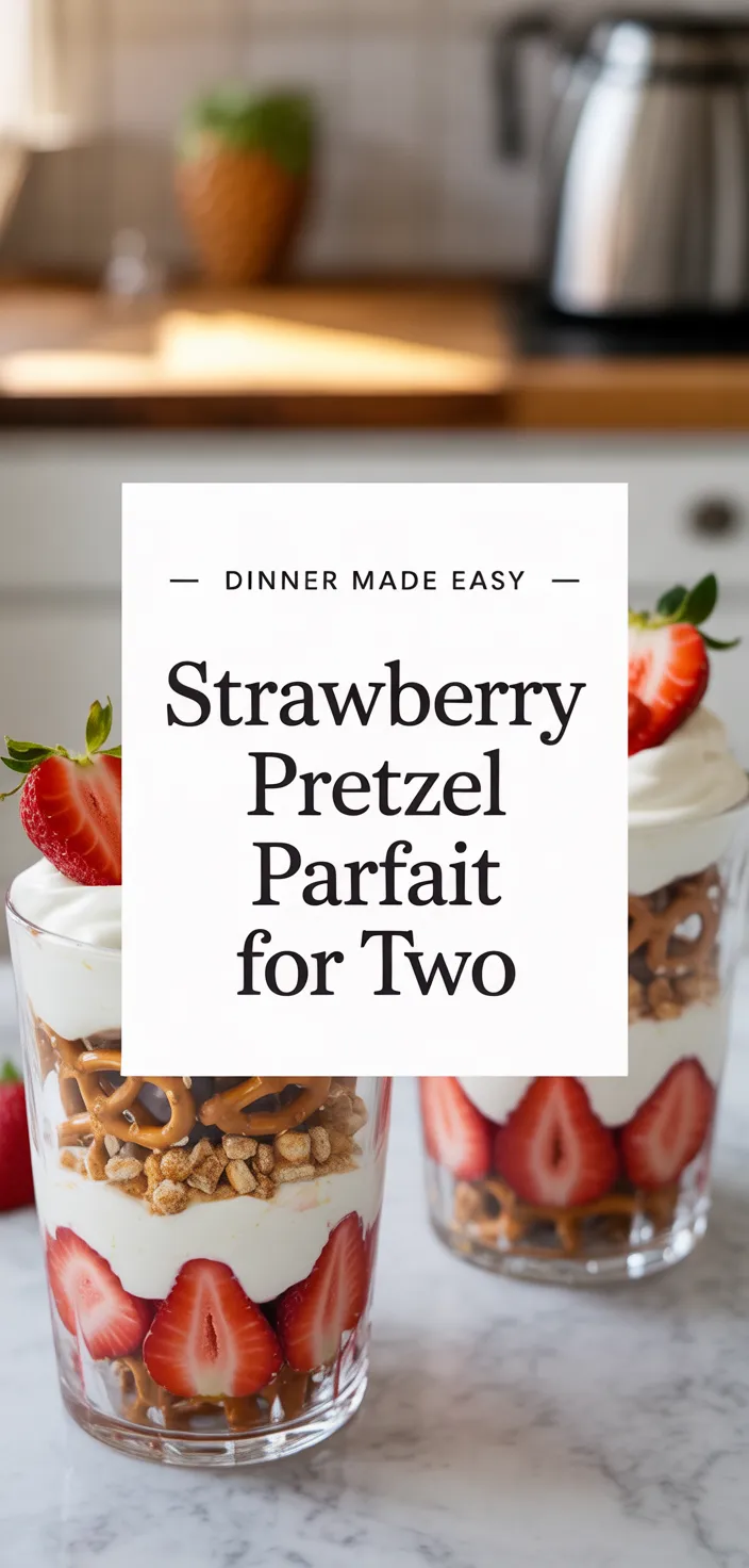 A photo of Strawberry Pretzel Parfait For Two Recipe
