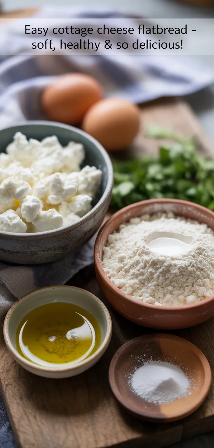 Ingredients photo for Easy Cottage Cheese Flatbread – Soft, Healthy & So Delicious! Recipe