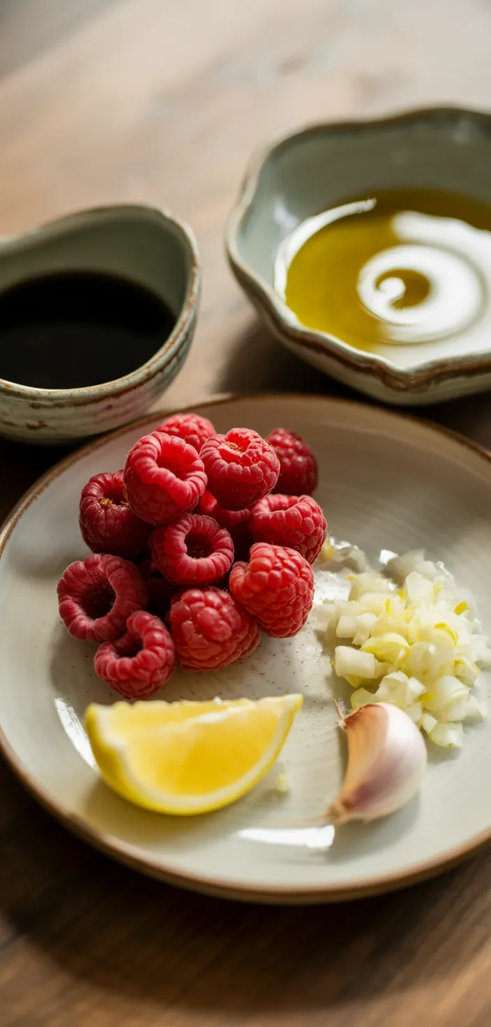 Ingredients photo for Raspberry Balsamic Vinaigrette Salad Dressing Recipe