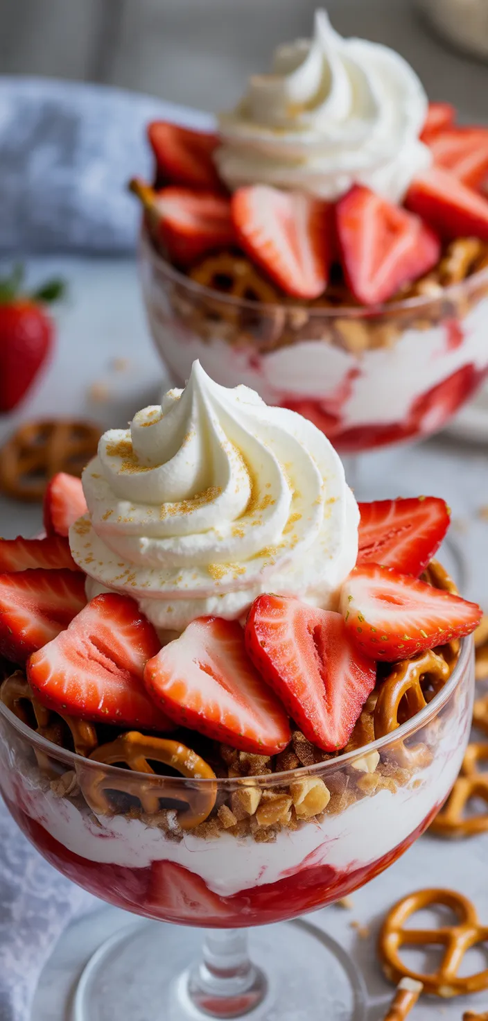 Ingredients photo for Strawberry Pretzel Parfait For Two Recipe