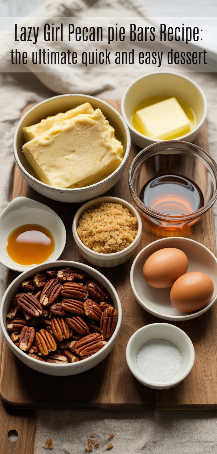 Ingredients photo for Lazy Girl Pecan Pie Bars Recipe: The Ultimate Quick And Easy Dessert