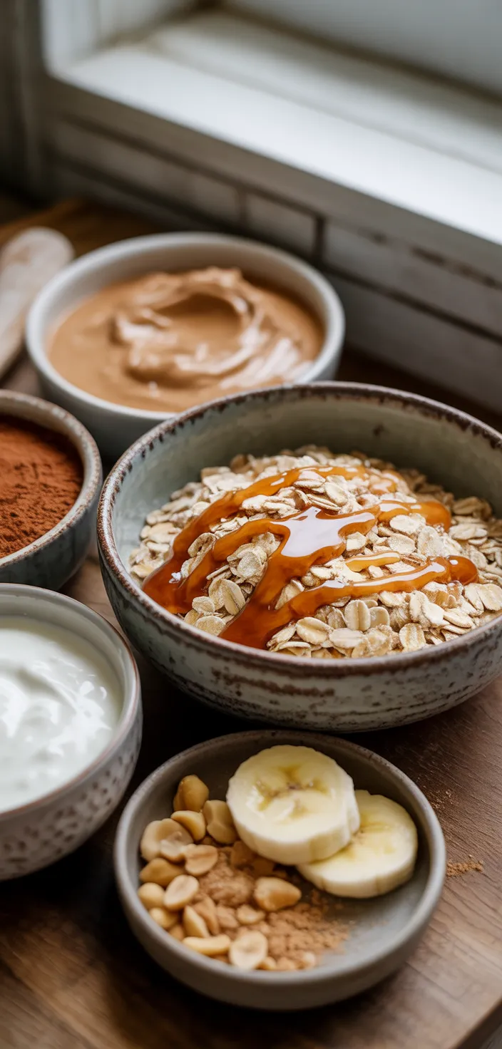 Ingredients photo for Chocolate Peanut Butter Overnight Oats Recipe