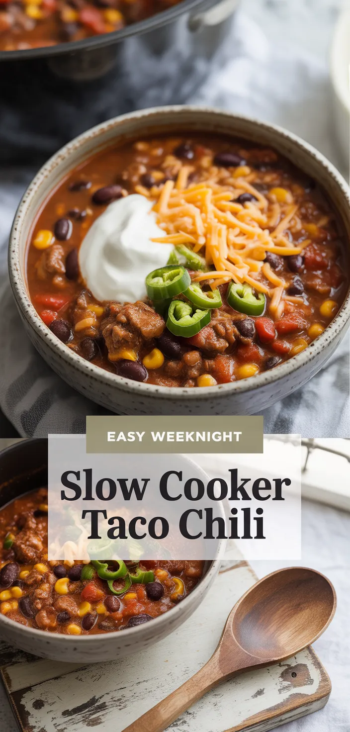 A photo of Slow Cooker Taco Chili Recipe