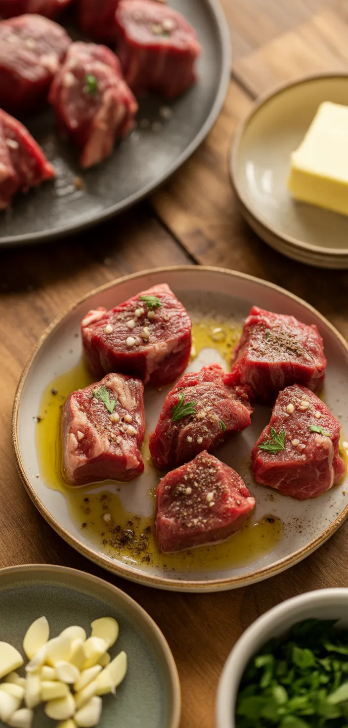 Ingredients photo for Garlic Butter Air Fryer Steak Bites Recipe