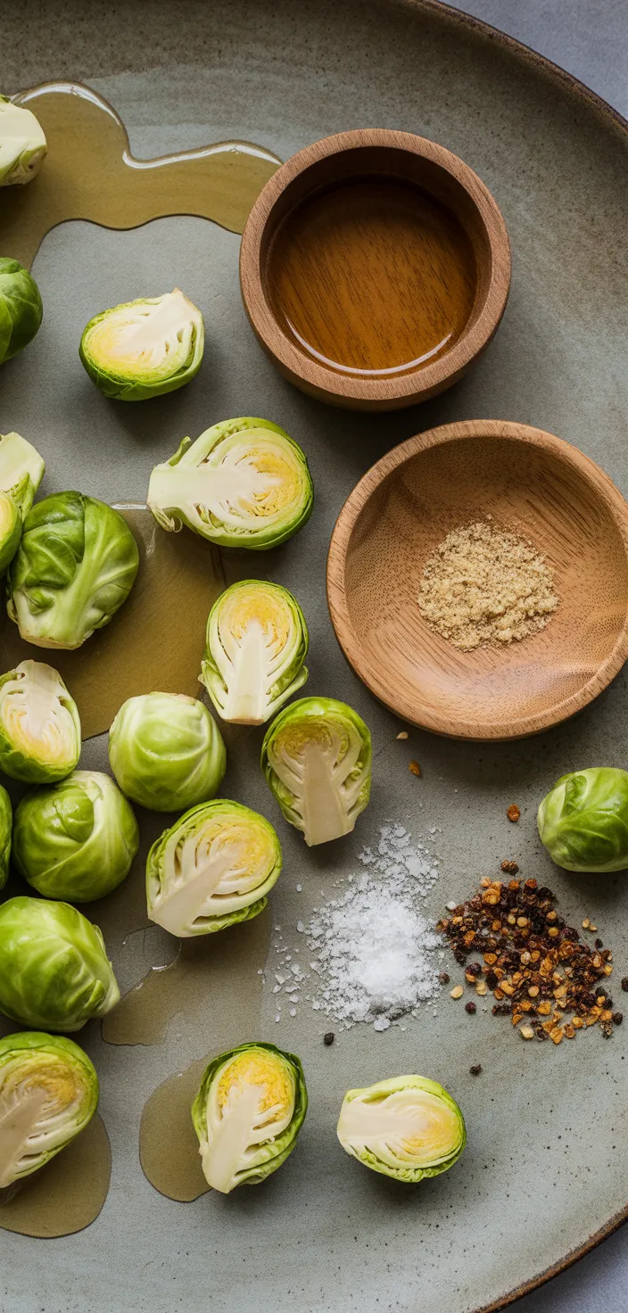 Ingredients photo for Honey Balsamic Glazed Air Fried Brussels Sprouts Recipe